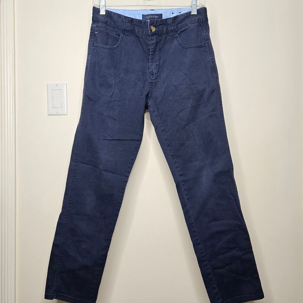 TOMMY HILFIGER Youth Navy Blue Pants Size 18 w/ Adjustable Elastic Button Waist